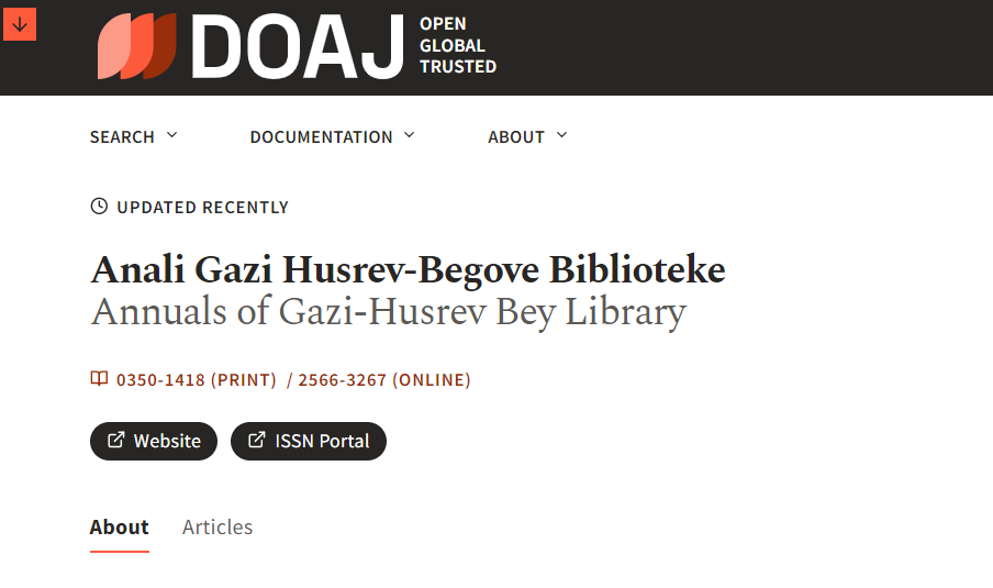 Anali Gazi Husrev-begove biblioteke uvršteni u bazu DOAJ
